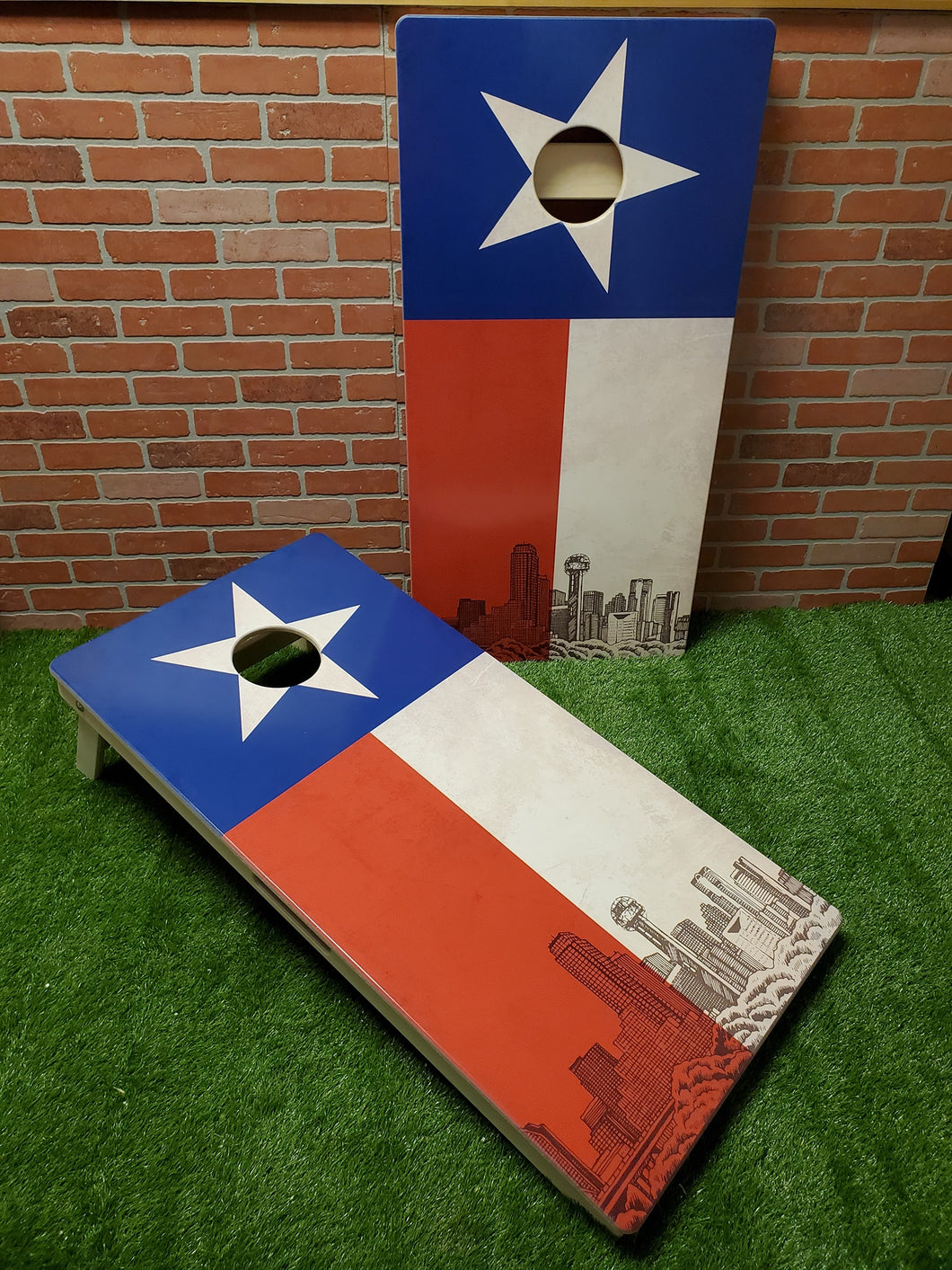 Texas Flags with Dallas City Line